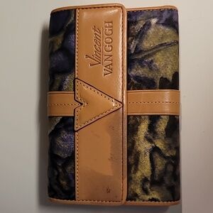VINCENT VAN GOGH Wallet Leather Iris Painting Trifold Kiss Clasp